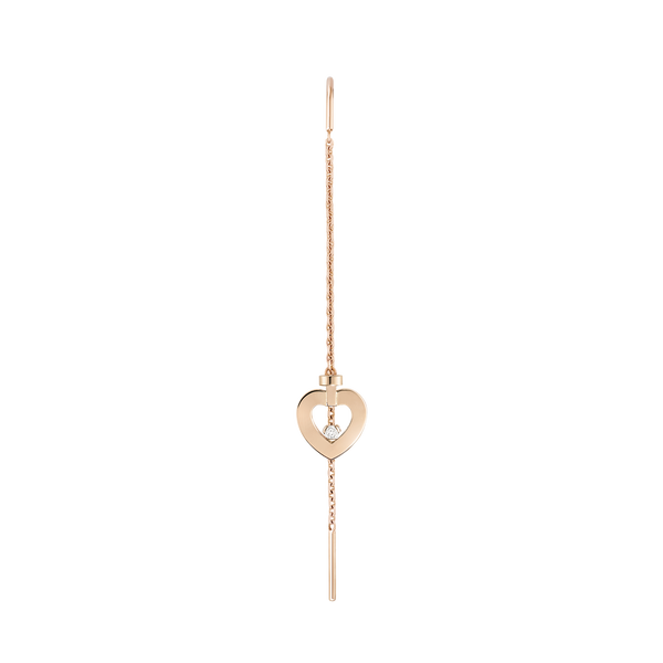 Pretty Woman Extra Small Rose Gold and Diamond Heart Single Drop Earring