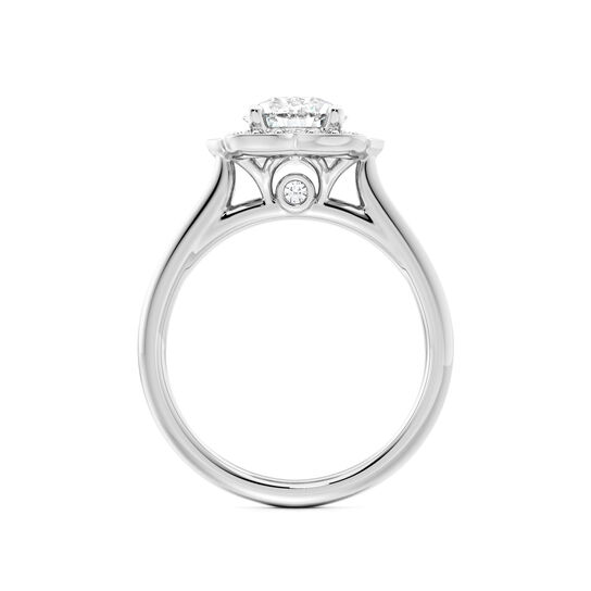 Birks 1879 Heirloom Round Solitaire Diamond Engagement Ring with Halo And Diamond Band image number 3