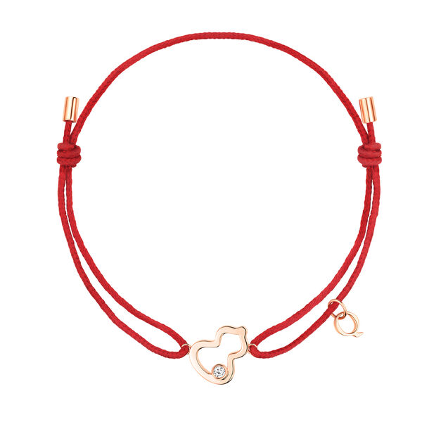 Bracelet Wulu cordon rouge en or rose avec diamant