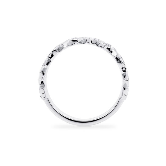 Side view of Birks Beekeeper white gold ring with a single diamond image number 3