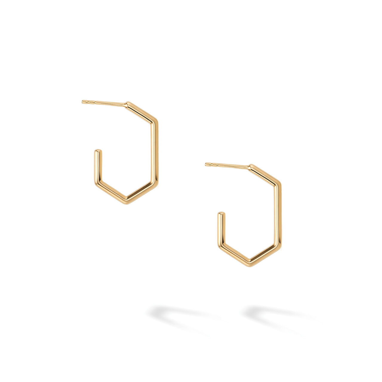 Petits boucles d'oreilles hexagonals allongées en or jaune image number 3