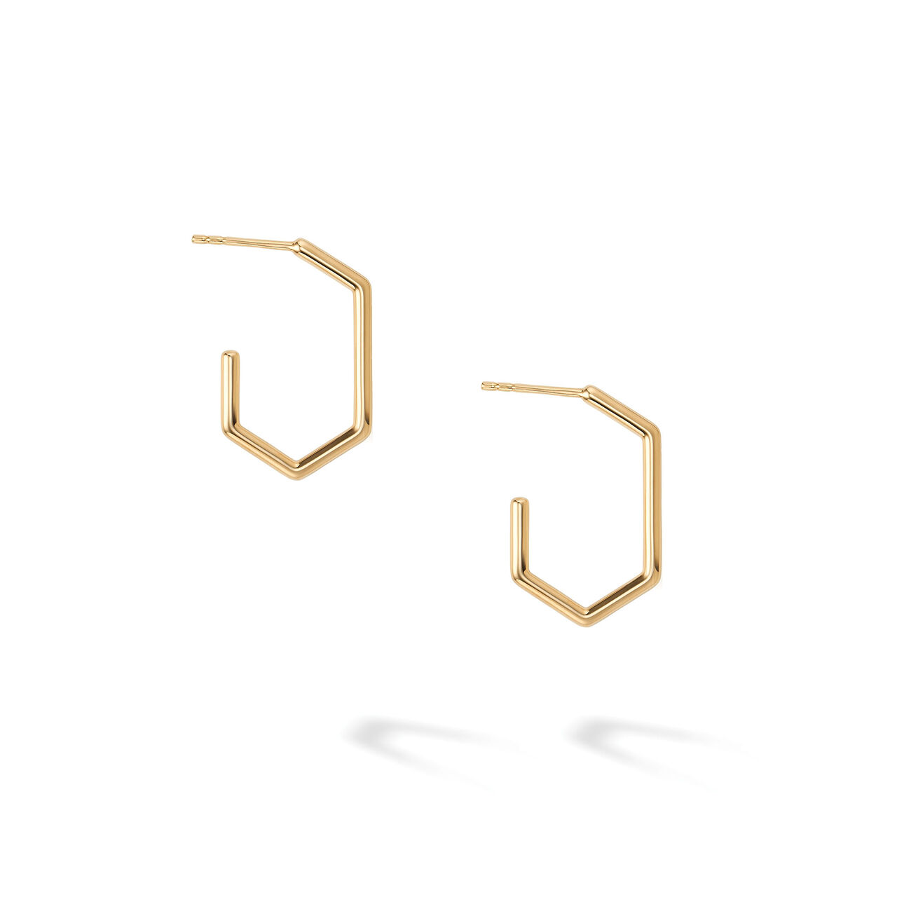 Petits boucles d'oreilles hexagonals allongées en or jaune image number 3