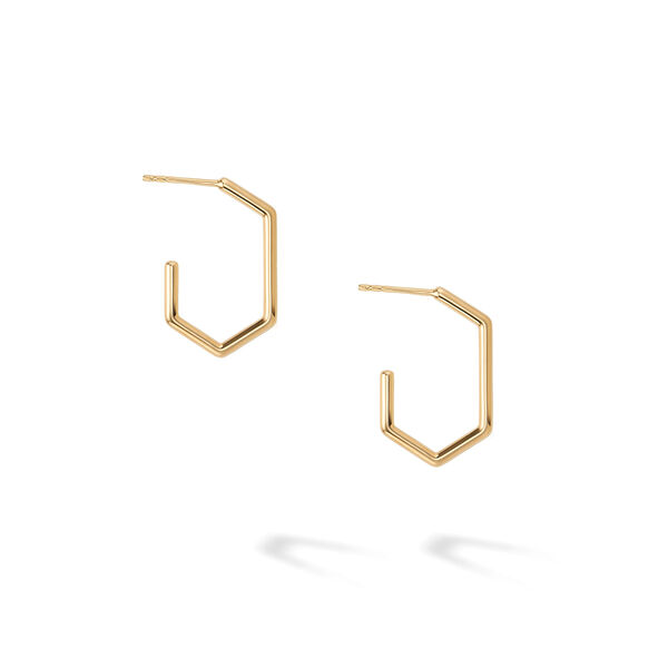 Petits boucles d'oreilles hexagonals allongées en or jaune