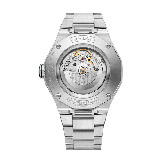 Men's Baume & Mercier Riviera Automatic 42 mm Stainless Steel Watch,  back view image number 3