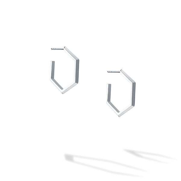 Boucles d’oreilles anneaux hexagonales de taille moyenne en argent