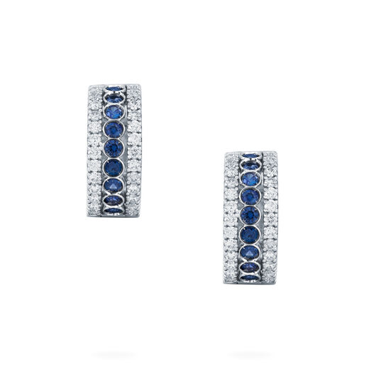 Diamond and Sapphire Hoop Earrings image number 1