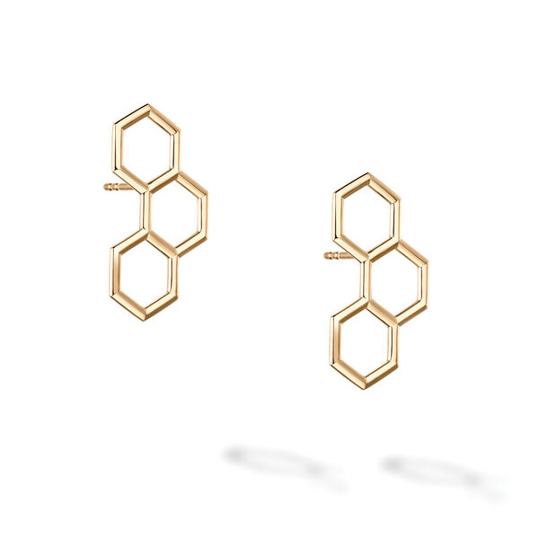 Boucles d’oreilles à pendeloque avec hexagones en or jaune