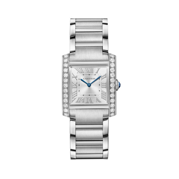 Tank Française Medium Quartz 32 X 27 mm Stainless Steel and Diamond