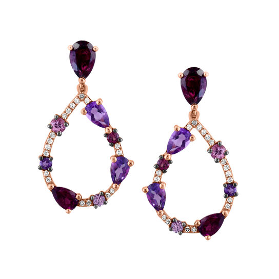 Maison Birks Salon Pink Sapphire, Amethyst, and Rhodolite Pendant with Diamond Accents PIL04160RH Front  image number 0