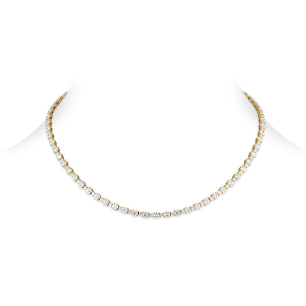 Diamond line necklace in yellow gold