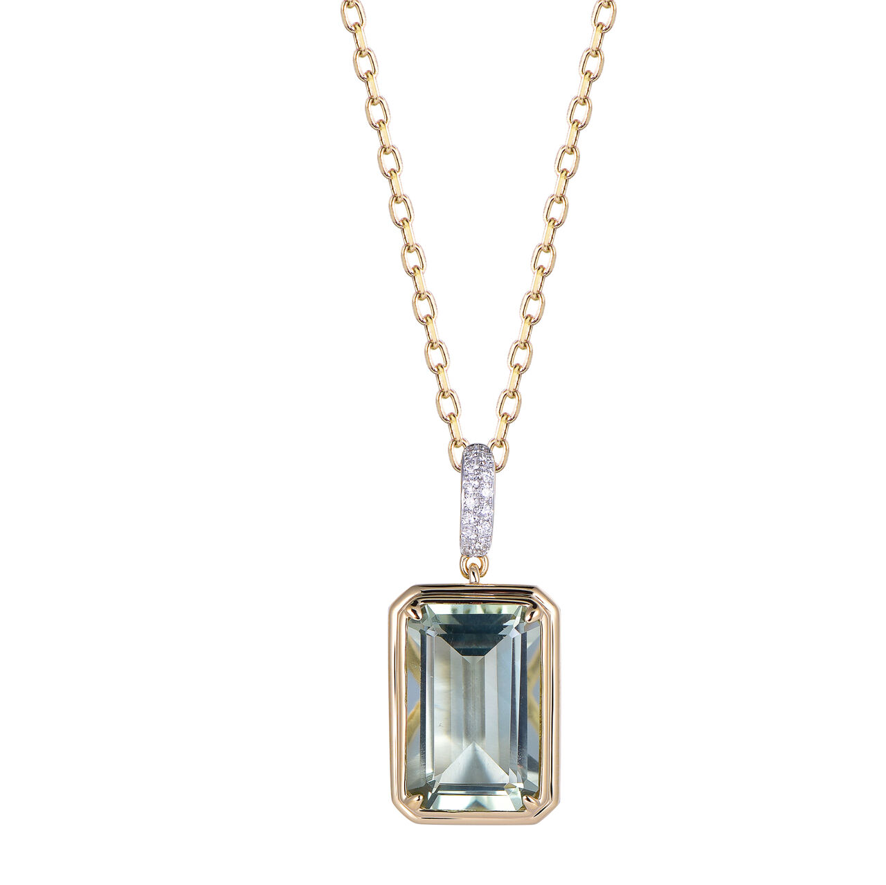 Green Amethyst Pendant in Yellow Gold image number 0