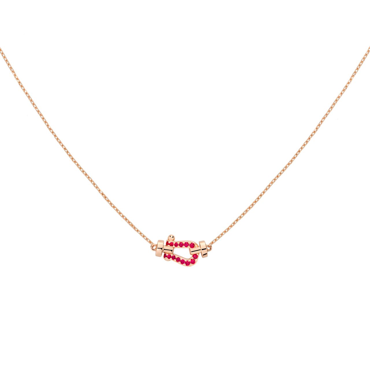 FRED Force 10 Small Rose Gold and Ruby Pav&eacute; Pendant 7B0293 image number 0