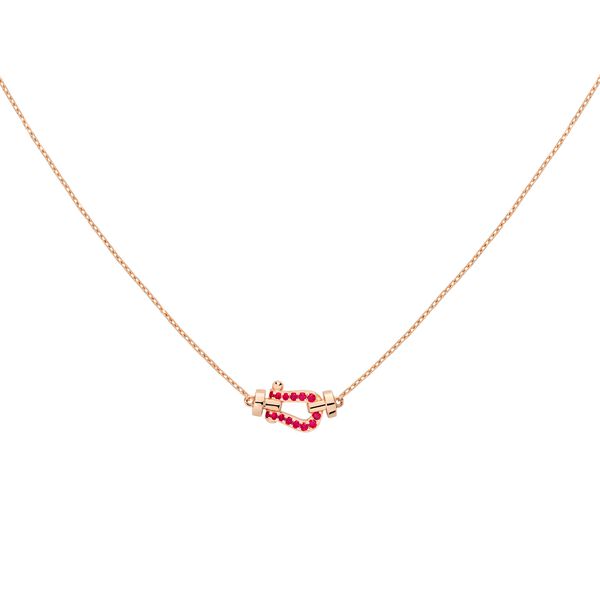 Pendentif Force 10 en or rose avec pavé de rubis, petit modèle
