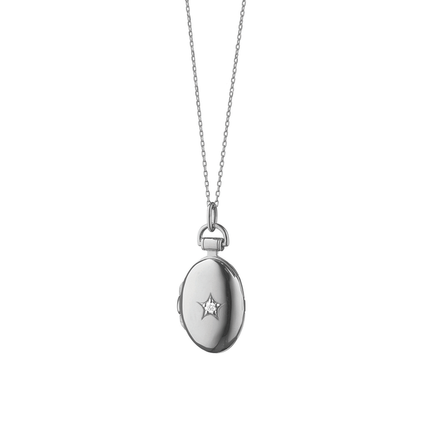 Silver Locket with White Sapphire