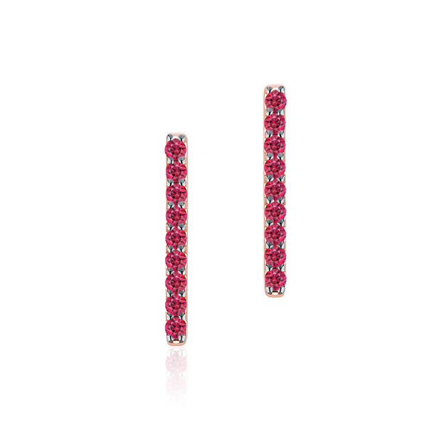 Rose Gold and Ruby Bar Earrings