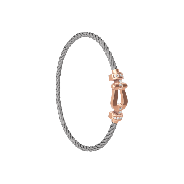 Bracelet cable Force 10 en or rose avec pavé de diamants, modèle moyen