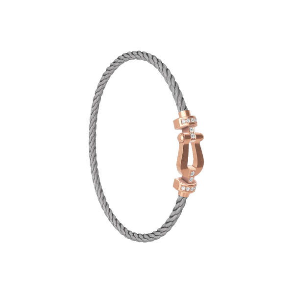 Force 10 Medium Rose Gold and Diamond Pav&eacute; Cable Bracelet