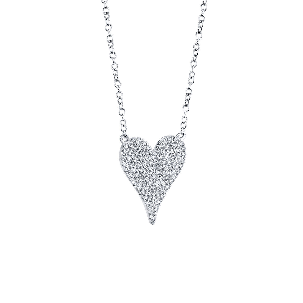 White Gold Heart Pendant with Diamond Pave image number 4