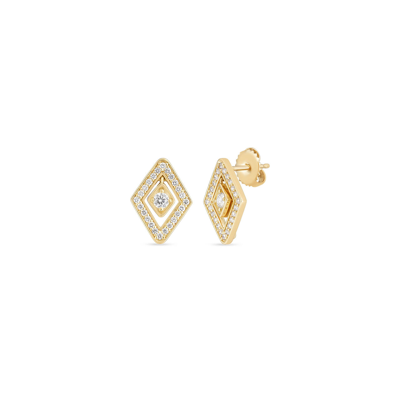 Roberto Coin Tiny Treasures Yellow Gold and Diamond Stud Earrings 111481AYERX0  image number 0