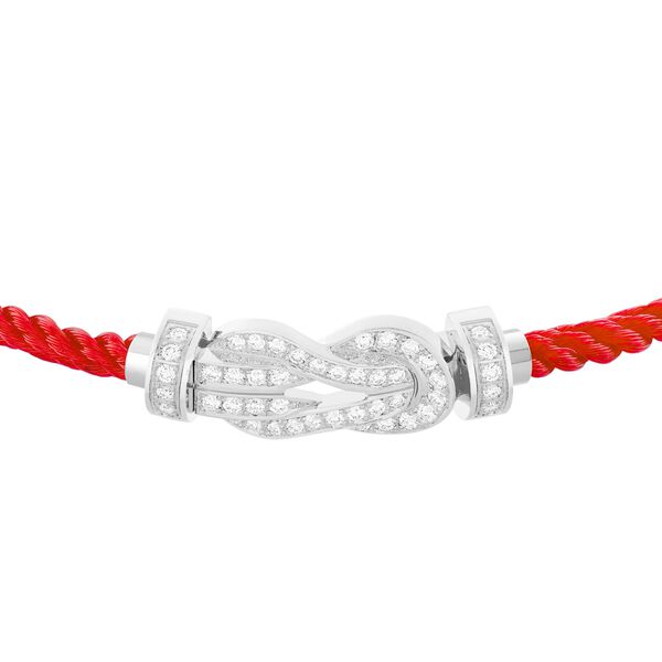Bracelet cable Chance Infinie en or blanc avec pavé de diamants, modèle moyen