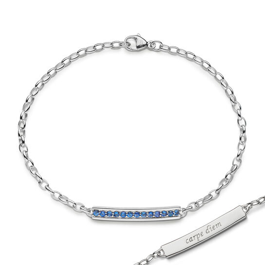 Monica Rich Kosann Petite Poesy Carpe Diem Silver and Blue Sapphire Bracelet Shot image number 2