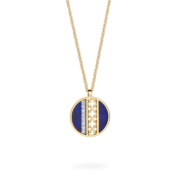Lapis Lazuli and Diamond Medallion Pendant, S (14 mm)