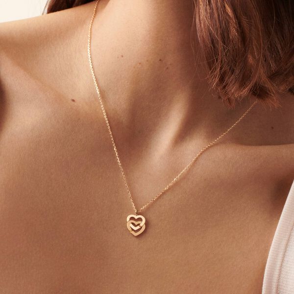 Double Coeurs R10 Yellow Gold Pendant