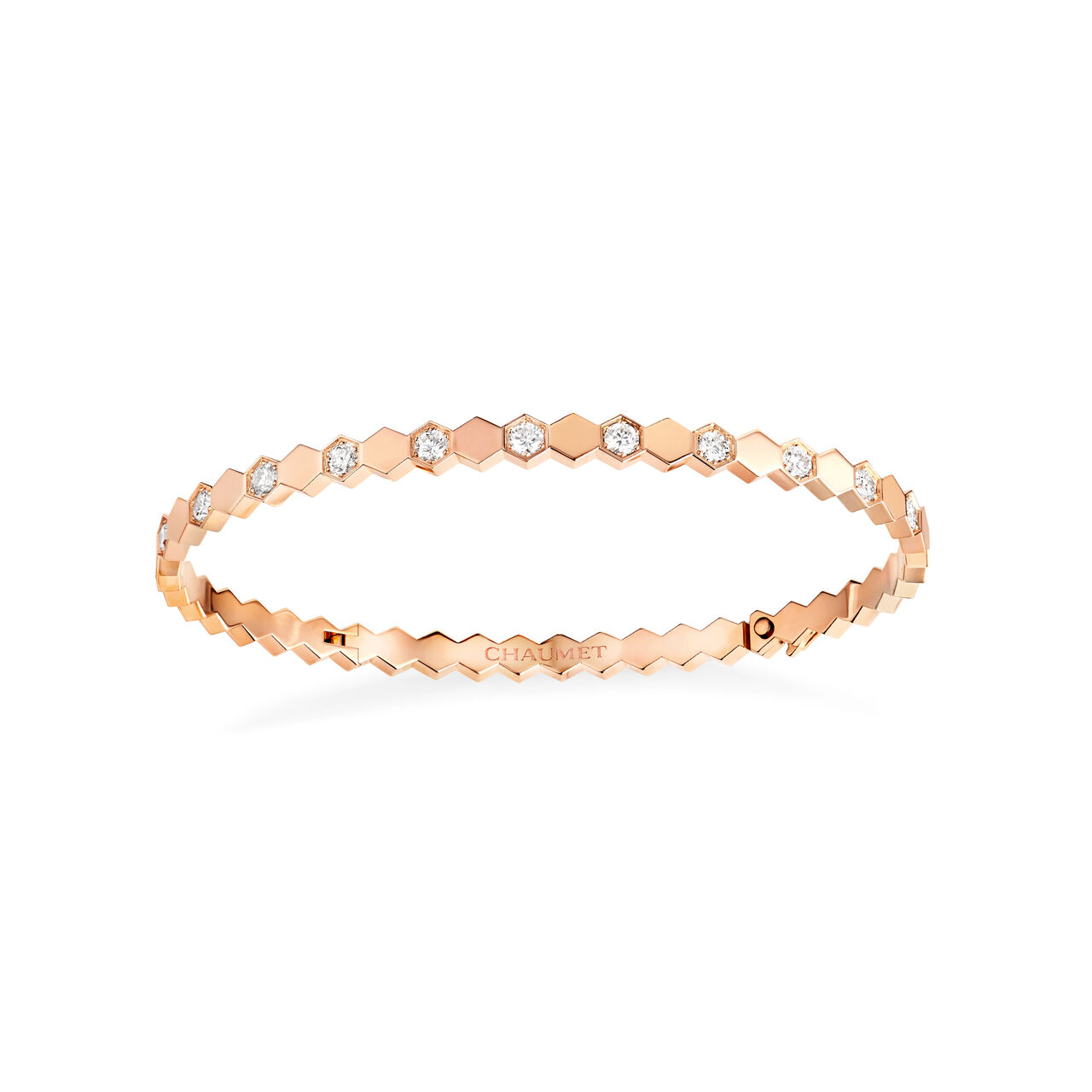 maison birks chaumet bee my love rose gold diamond half pave bracelet 083433 image number 0