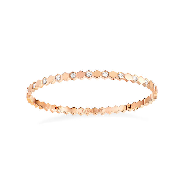 Bee de Chaumet Rose Gold Diamond Half Pavé Bracelet