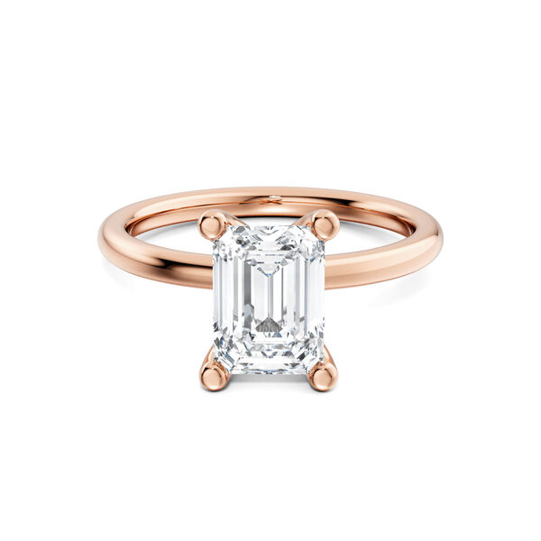 Emerald-Cut Solitaire Diamond Engagement Ring in Rose Gold