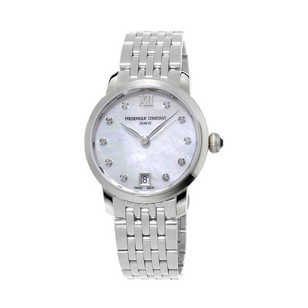 Classics Slimline 30 mm quartz en acier inoxydable et diamants