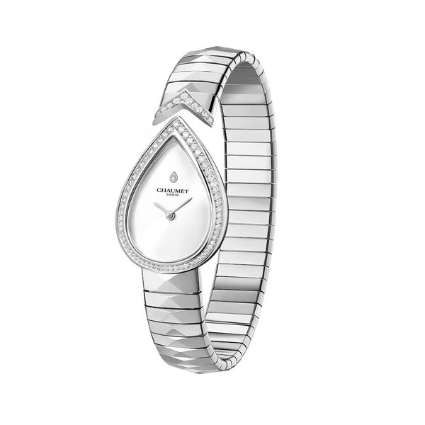 Joséphine Aigrette 27 X 20 mm quartz en  acier inoxydable et diamants
