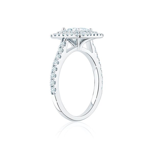 Princess Cut Diamond Engagement Ring with Double Halo and Pavé Band