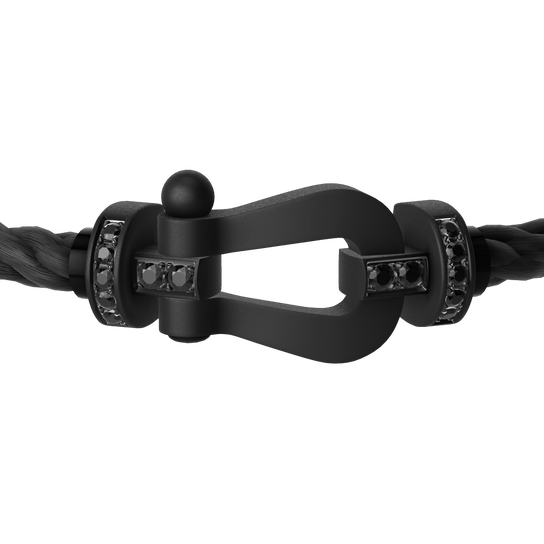 Bracelet cable Force 10 en titane DLC avec diamants noirs, grand modèle image number 2