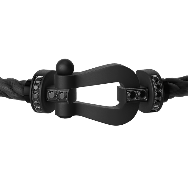 Bracelet cable Force 10 en titane DLC avec diamants noirs, grand modèle
