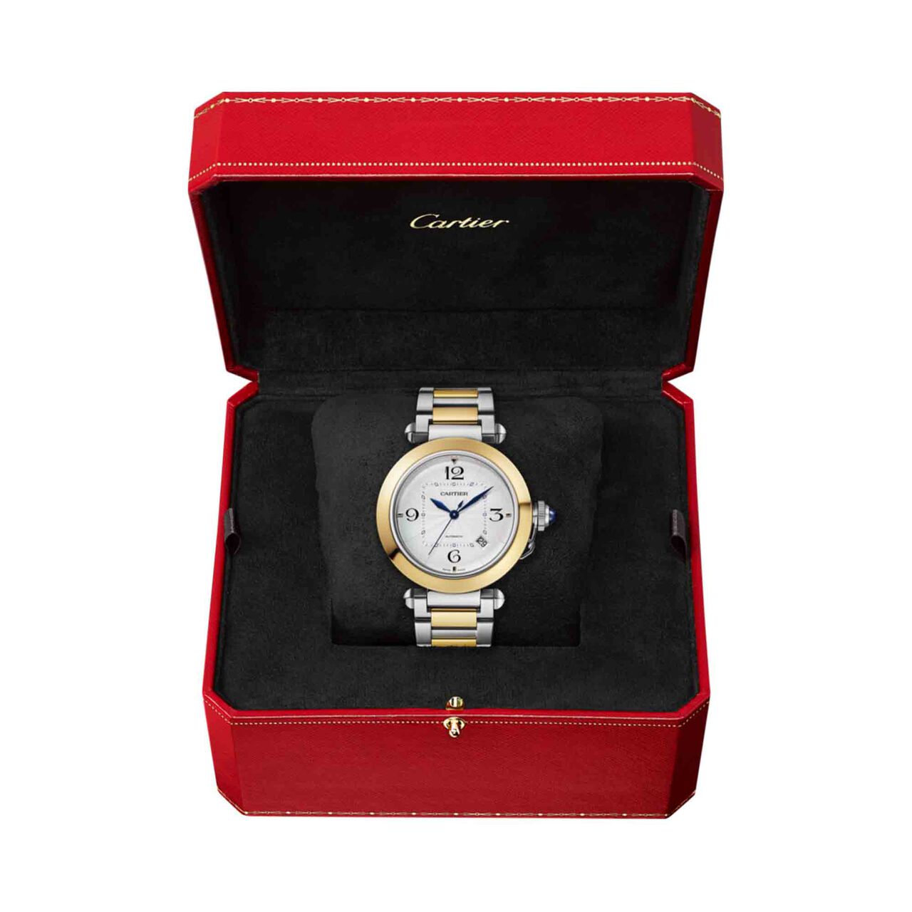 pasha cartier automatic 41 yellow gold steel w2pa0009 box image number 2