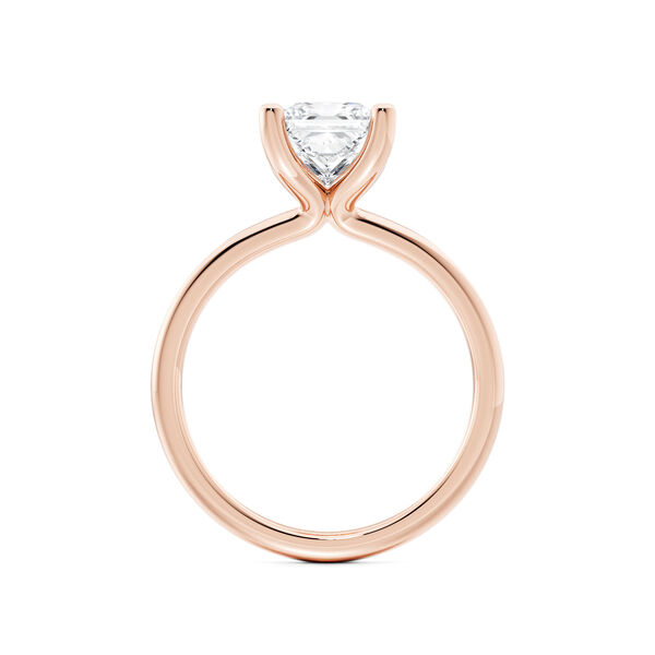 Bague de fian&ccedil;ailles en or rose avec diamant solitaire taille princesse
