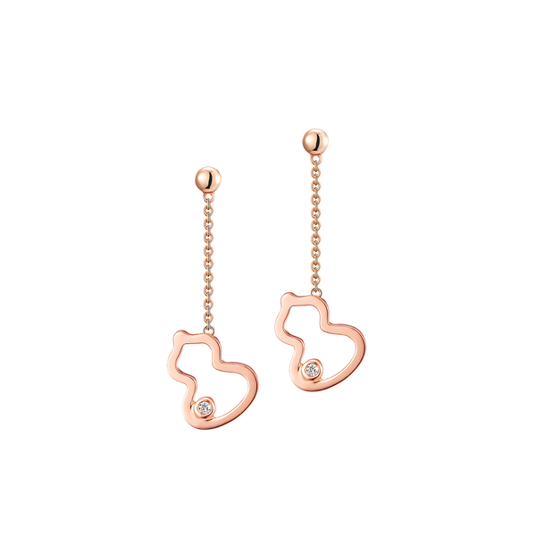 Boucles d'oreilles pendentives Wulu Petite en or rose et diamants
