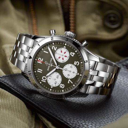 Breitling Classic AVI Curtiss Warhawk Automatic Chronograph 42 mm Stainless Steel Still Life image number 2