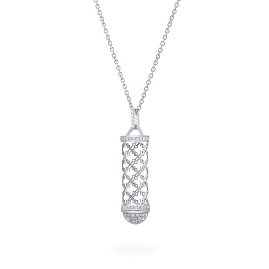 Pendentif porteur de message en diamant, or blanc image number 3
