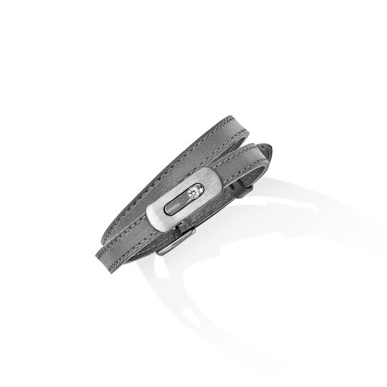 Messika Paris - My Move Titanium Leather Grey Bracelet - Angle image number 1