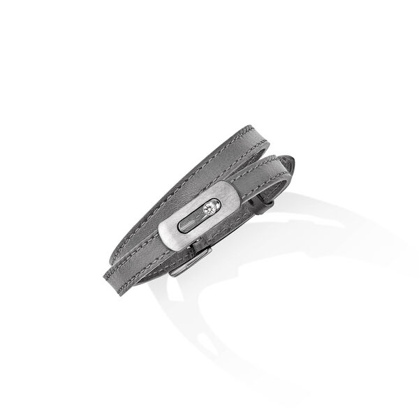 Bracelet My Move en cuir avec motif en titane et diamant