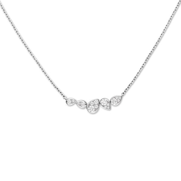 Pendentif Josephine Ronde D'Aigrettes en or blanc avec diamants