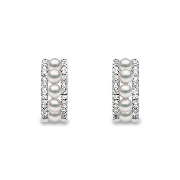 Boucles d'oreilles Eclipse en or blanc avec perles et diamants