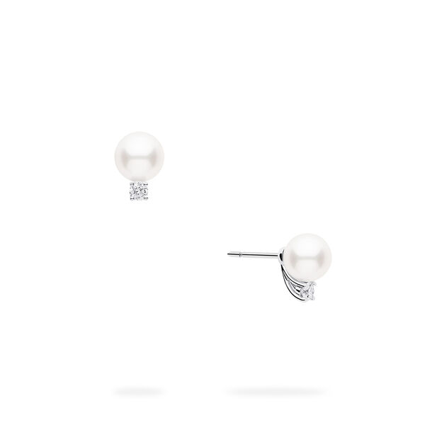 7-7.5 mm AA Akoya Pearl Earrings in White Gold