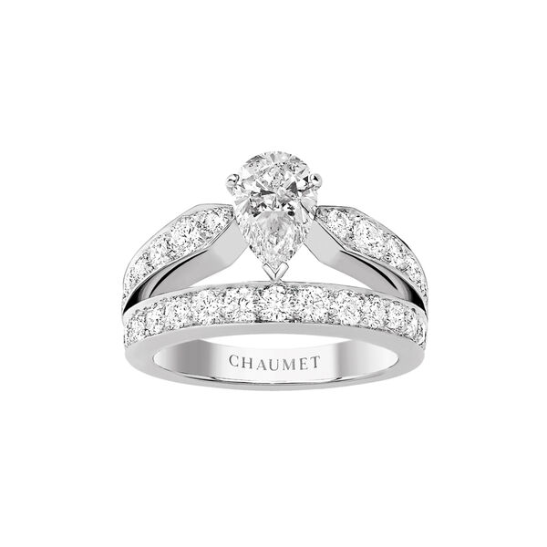 Solitaire Joséphine Aube Printanière en platine. pavé de diamants à partir de 1 Carat