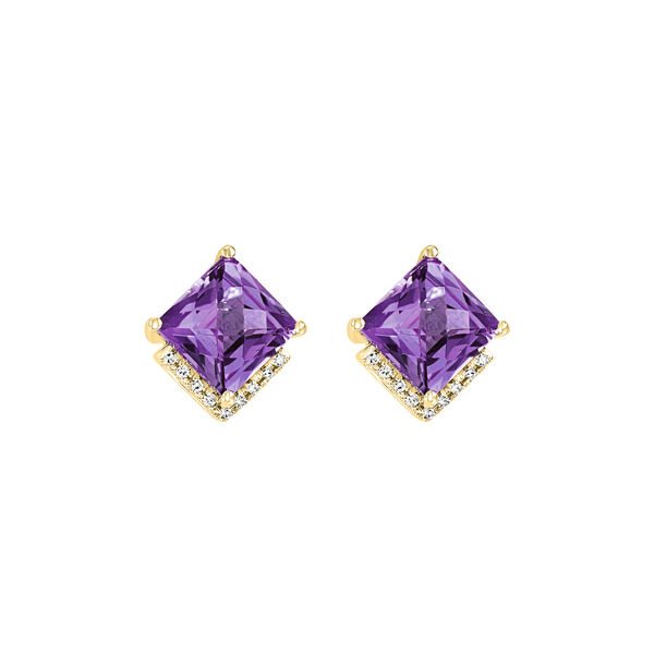 Amethyst and Diamond Stud Earrings