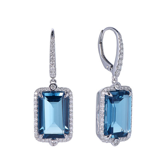 Boucles d'Oreilles Topaze Bleue de Londres en Or Blanc image number 0