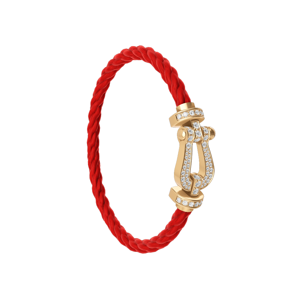 Force 10 Large Yellow Gold and Diamond Cable Bracelet
