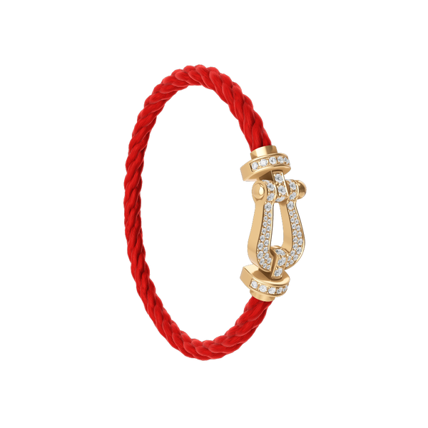 Bracelet cable Force 10 en or jaune avec pavé de diamants, grand modèle